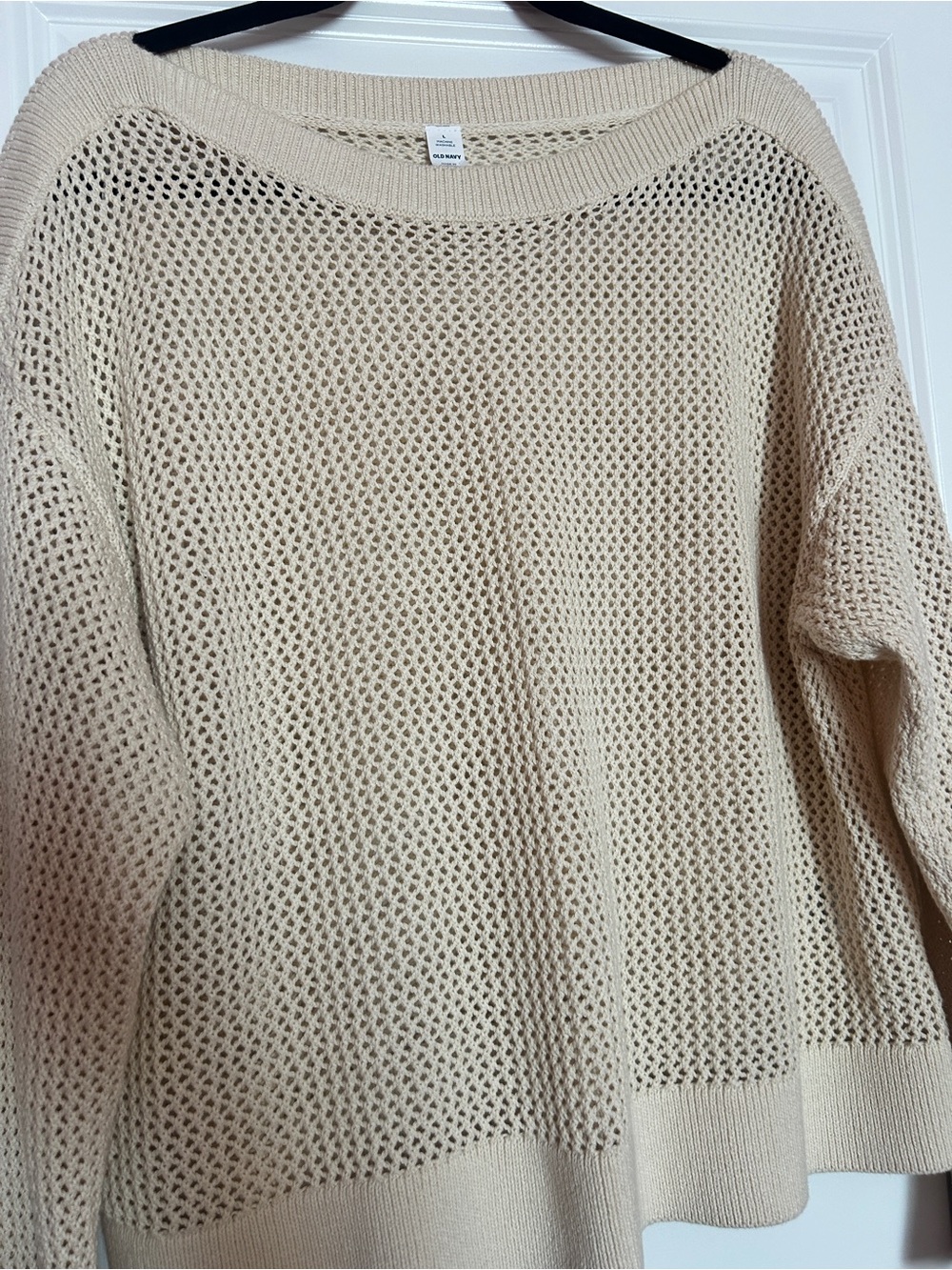 Old Navy Cream Open-Knit Scoop Neck Sweater